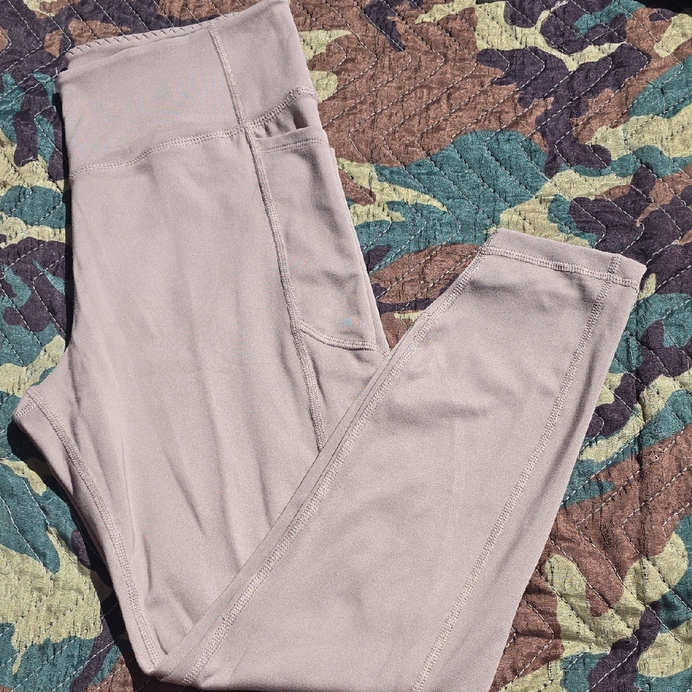 VSX Dusty Mauve High-Waist Active Leggings Side Pockets Size Large